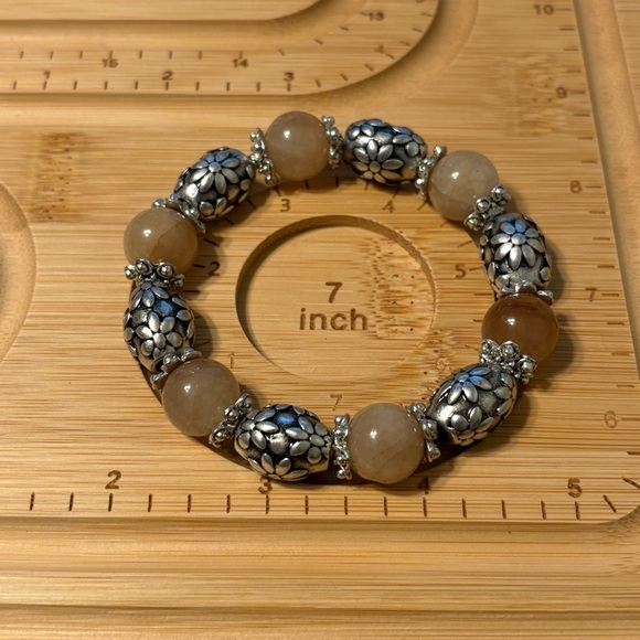 Jasper Gemstone Beaded Stretch Bracelet - Picture 3 of 4